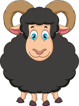 Cute black ram cartoon mascot character vector