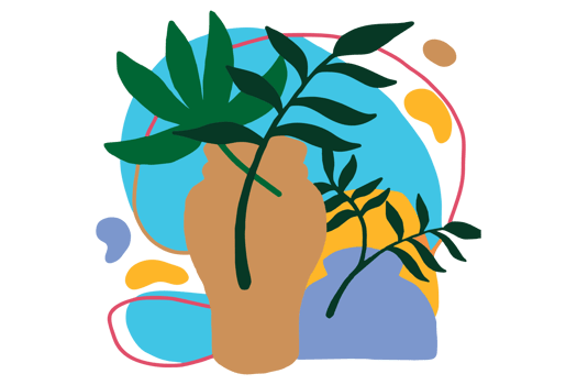 Flat Botanical Wall Element Design png