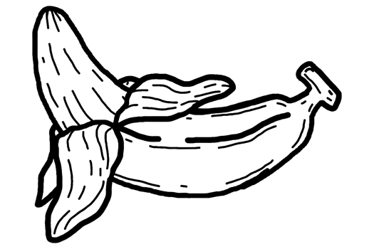 Coloring Fruit Illustration - Peeled Banana png