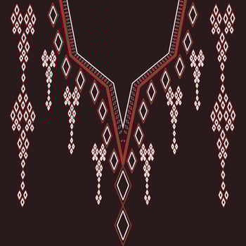 Traditional geometric ethnic embroidered neckline vector