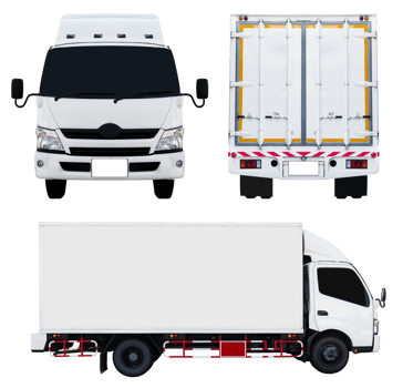Front ,behind and side view white truck png