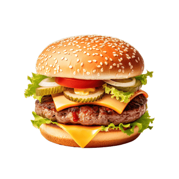 Delicious burger isolated on transparent background. png