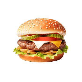 Delicious burger isolated on transparent background. png