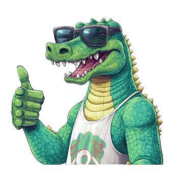 Watercolor funny Alligator wearing sunglasses . png