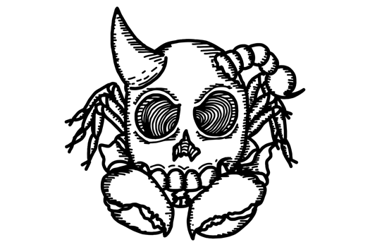 Coloring of A Scorpion Demonic Beast Monster With a Skeleton Head Illustration png