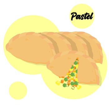 Indonesian traditional snack pastel with vegetables filling for menu illustration vector