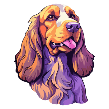 Colorful English Cocker Spaniel Dog, English Cocker Spaniel Portrait, Dog Sticker Clip art, Dog Lover design, . png