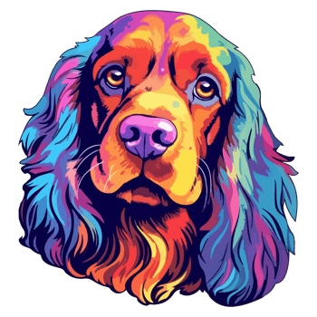 Colorful English Cocker Spaniel Dog, English Cocker Spaniel Portrait, Dog Sticker Clip art, Dog Lover design, . png