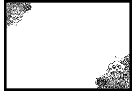 Jellyfish With Demon Skeleton Head Ornament Border png