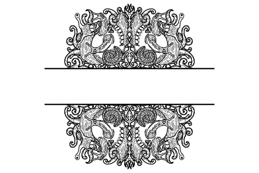 A Snail With Three Heads And A Shell In The Shape Of A DemonSkull Ornament Border Design png