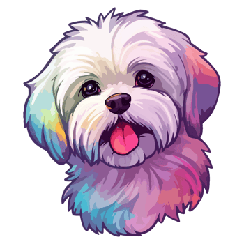 Colorful Maltese Dog, Maltese Portrait, Dog Sticker Clip art, Dog Lover design, . png