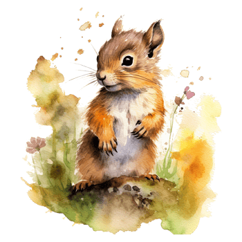 Watercolor little squirrel isolated on transparent background. png