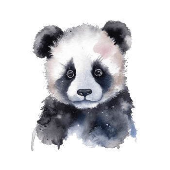 Watercolor little panda isolated on transparent background. png