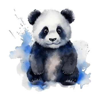 Watercolor little panda isolated on transparent background. png