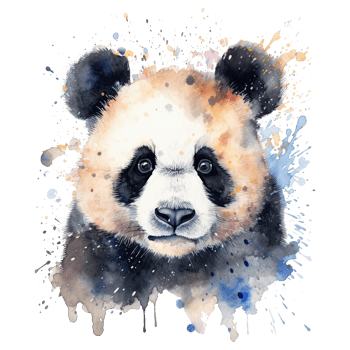 Watercolor little panda isolated on transparent background. png