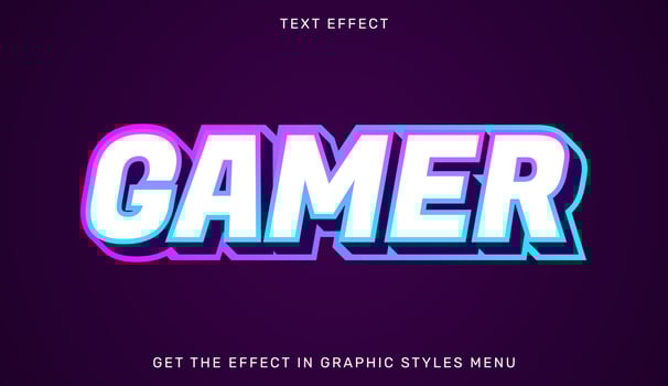 Gamer editable text effect in 3d style vector