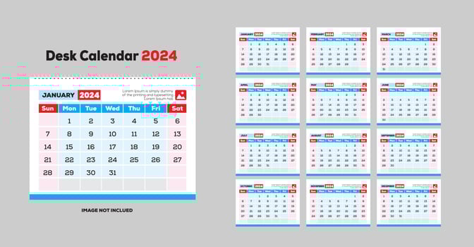 Free desk calendar 2024 vector