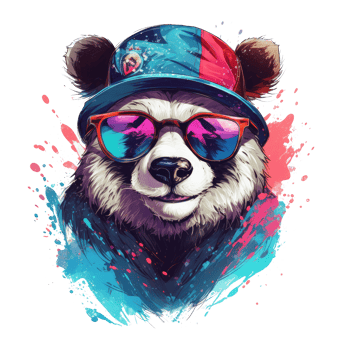 Watercolor funny Panda wearing sunglasses . png