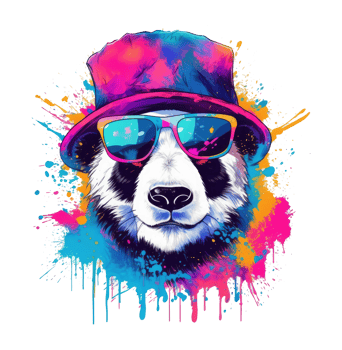 Watercolor funny Panda wearing sunglasses . png