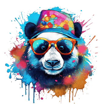 Watercolor funny Panda wearing sunglasses . png