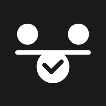Balance dark mode glyph ui icon. Inner harmony. Work life balance. User interface design. White silhouette symbol on black space. Solid pictogram for web, mobile. Vector isolated illustration