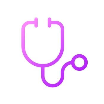 Stethoscope pixel perfect gradient linear ui icon. Medical instrument. Doctor appointment. Health. Line color user interface symbol. Modern style pictogram. Vector isolated outline illustration