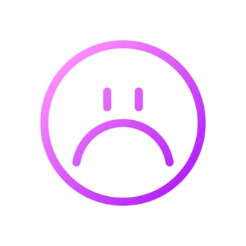 Sad face pixel perfect gradient linear ui icon. Feelings expression. Feedback. Unsatisfied client. Line color user interface symbol. Modern style pictogram. Vector isolated outline illustration