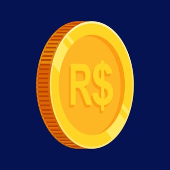 Real Brazilian Gold Coin BRL Money Vector