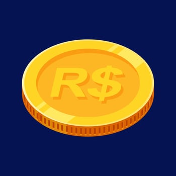 Real Brazilian Gold Coin BRL Money Vector