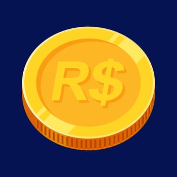 Real Brazilian Gold Coin BRL Money Vector