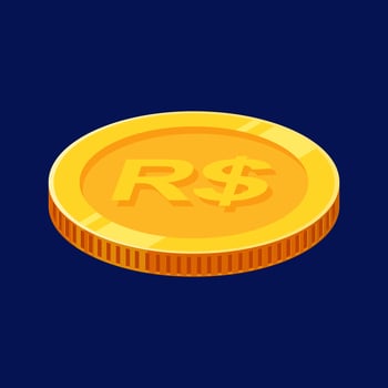 Real Brazilian Gold Coin BRL Money Vector