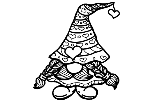 Coloring of Valentine Love Gnomes Standing png