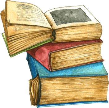 Vintage floral books watercolor png