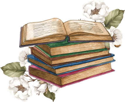 Vintage floral books watercolor png