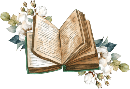 Vintage floral books watercolor png