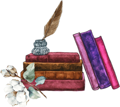 Vintage floral books watercolor png