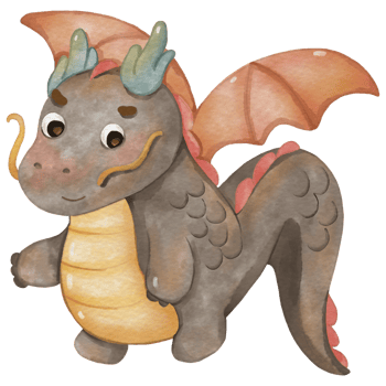 Cute Dragon cartoon character watercolor png