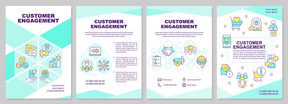 Customer engagement brochure template. Business strategies. Leaflet design with linear icons. Editable 4 vector layouts for presentation, annual reports