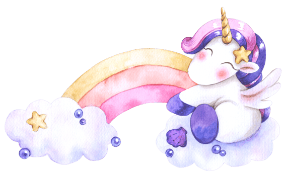 Unicorn cartoon character watercolor png