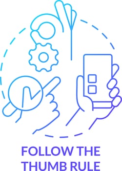 Follow thumb rule blue gradient concept icon. Screen accessible area. Mobile website development abstract idea thin line illustration. Isolated outline drawing vector