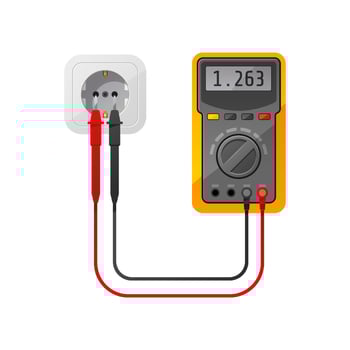 Measuring electricity in socket using multimeter. vector