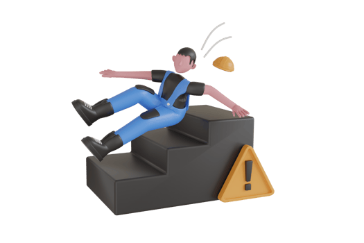 3D Illustration of accident at work.  Falling down the stairs. work accident 3d illustration png