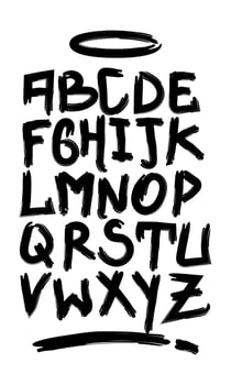 Black brush stroke graffiti letters. Graffiti alphabet vector