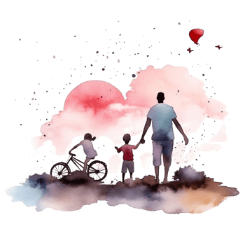 Silhouette of a father and child, Al Generative png