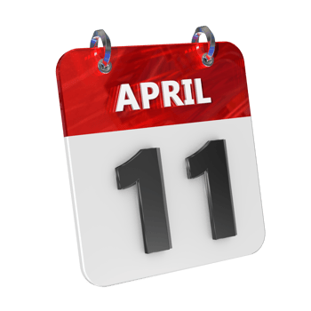 April 11 Date 3D Icon Isolated, Shiny and Glossy 3D Rendering, Month Date Day Name, Schedule, History png
