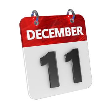 December 11 Date 3D Icon Isolated, Shiny and Glossy 3D Rendering, Month Date Day Name, Schedule, History png