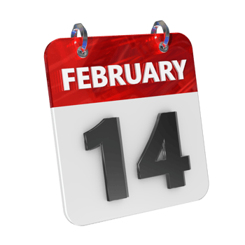 February 14 Date 3D Icon Isolated, Shiny and Glossy 3D Rendering, Month Date Day Name, Schedule, History png
