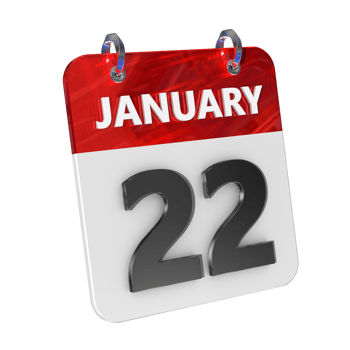 January 22 Date 3D Icon Isolated, Shiny and Glossy 3D Rendering, Month Date Day Name, Schedule, History png