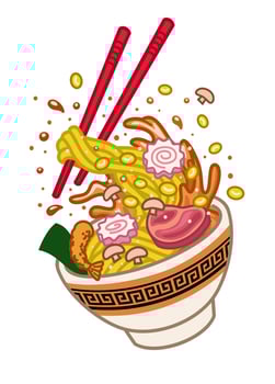 Bowl of Japanese Ramen Noodle vector