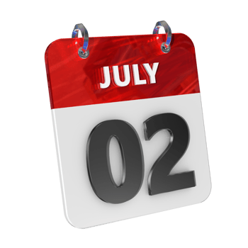 July 2 Date 3D Icon Isolated, Shiny and Glossy 3D Rendering, Month Date Day Name, Schedule, History png